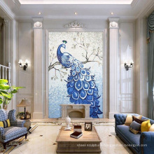 Glass Painting Designs Peacock Pattern Art Mural Mosaic Tile